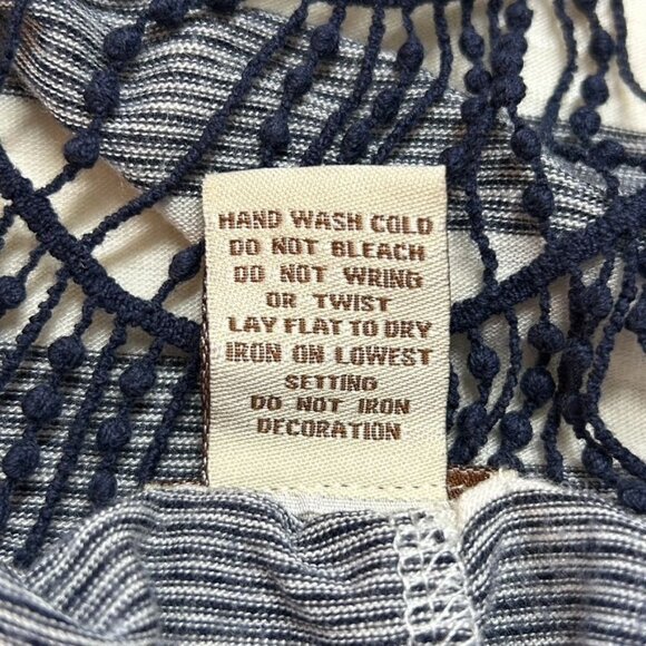 Eyelash Couture Striped Boho Style Crochet Back Top in Blue/Cream - Size M - Picture 4 of 4